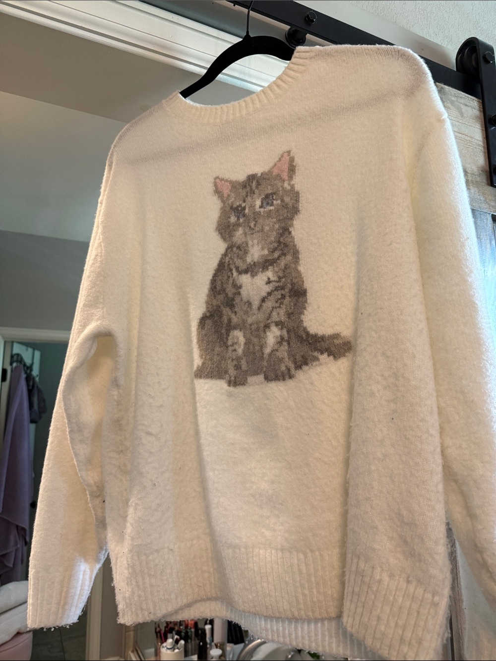 Hollister Cream Knit Crewneck Sweater